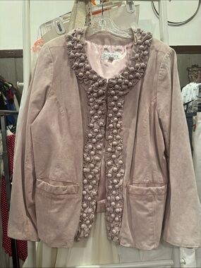 Bradley Bayou Dusty Rose Embellished Collar Leather Jacket